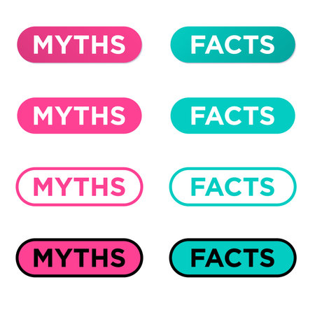 Myths vs facts icons set.のイラスト素材