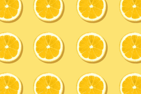 Fresh lemons texture Summer pattern made with yellow citrus fruits