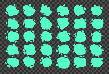 Abstract green amoeba shapes isolated on transparent background.のイラスト素材