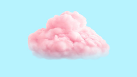Big fluffy pink cloud isolated on blue background.のイラスト素材