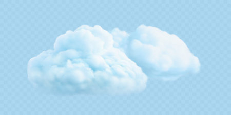 Realistic fluffy blue colored cloud. Vector illustration.のイラスト素材