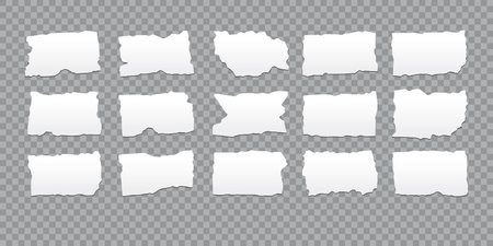 Realistic white colored paper with grunge edges on transparent backdropのイラスト素材
