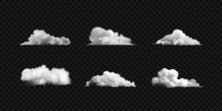 Set of realistic cumulus clouds, smoke, fog.のイラスト素材