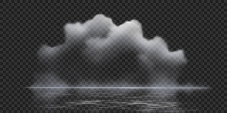 Realistic white smoke clouds, water haze or fog.のイラスト素材
