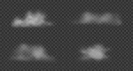 Realistic white cotton clouds, floating smoke.のイラスト素材