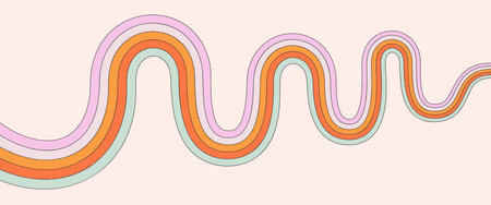 Vector abstract background of wavy rainbow line.のイラスト素材