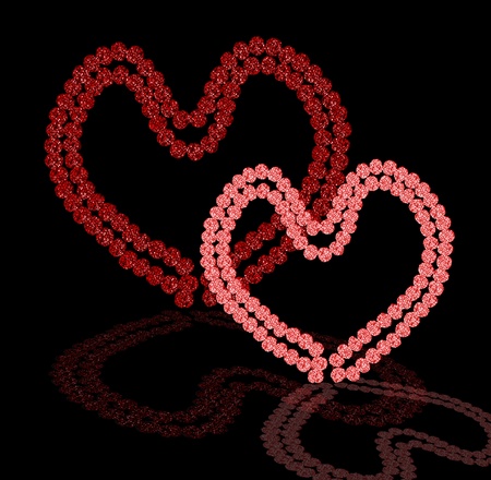 Two hearts and reflectionの写真素材