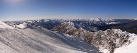 Coronet Peak winter mountains panoramaの写真素材