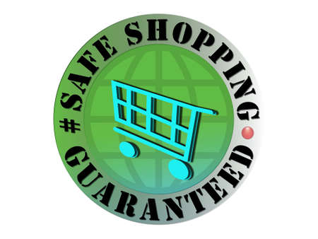 Safe Shopping, button, cartの写真素材