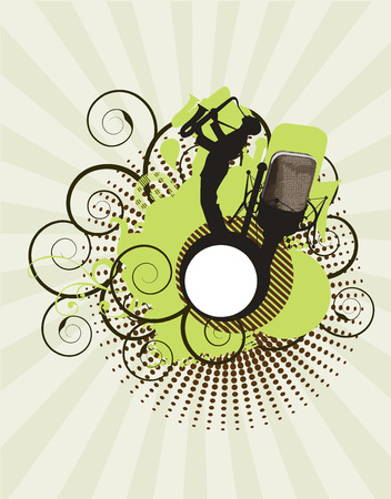 music concert - brown and green illustrationのイラスト素材