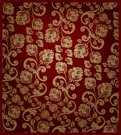 seamless rose pattern- gold and red のイラスト素材