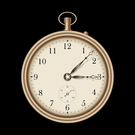 Gold vintage pocket clockのイラスト素材