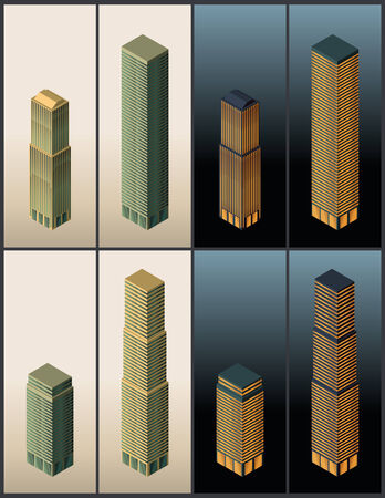  isometric buildings のイラスト素材