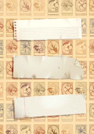 Vintage stamp background with torn papersのイラスト素材