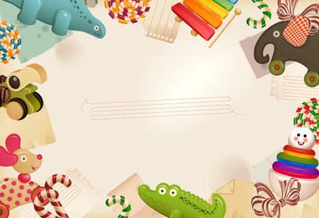 Toys, candy & childhood memories - backgroundのイラスト素材