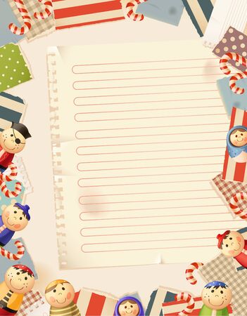 Toys- paper backgroundのイラスト素材