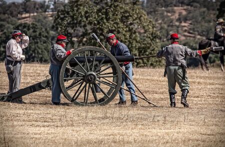 Cannon Crew, Civil War Reenactment at Anderson, California.のeditorial素材