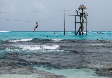 Zip Line, Isla Mujeres, Mexicoのeditorial素材