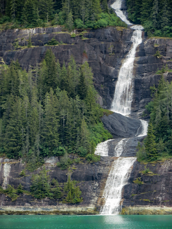 Waterfall in Tracy Arm Fjord, Alaskaの写真素材
