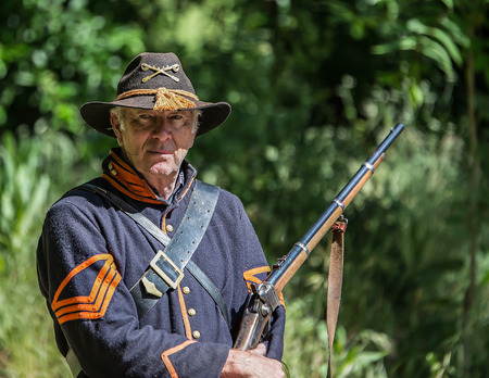 Civil War Soldier, Civil War Reenactment, Red Bluff, Californiaのeditorial素材