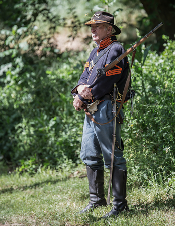 Civil War Soldier, Civil War Reenactment, Red Bluff, Californiaのeditorial素材