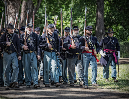 Union Soldiers, Civil War Reenactment, Red Bluff, Californiaのeditorial素材