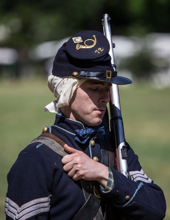 Union Soldier, Civil War Reenactment, Red Bluff, Californiaのeditorial素材