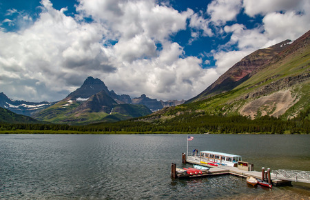 Swiftcurrent Lake, Glacier National Park, Montanaのeditorial素材