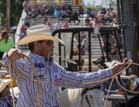 Waiting for the Chute to Open, Red Bluff Round Up, Californiaのeditorial素材