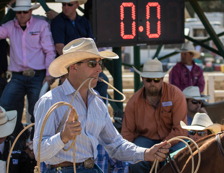 Ready For The Calf, Red Bluff Round Up, Californiaのeditorial素材