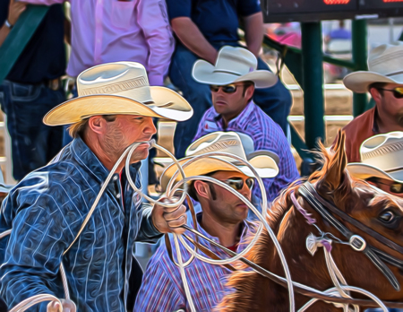 Getting Ready for Calf Roping,  Red Bluff Round Up, Californiaのeditorial素材