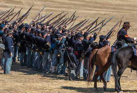 Union Army reenactors,  Civil War Reenactment at Anderson, California.