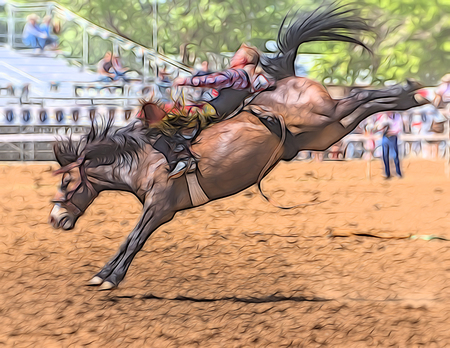 Saddle Bronc Cowboy, Red Bluff Rodeo, California.のeditorial素材