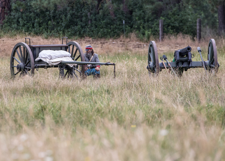 Civil War Era Cannon, Civil War Reenactment in Anderson, Califonia.のeditorial素材