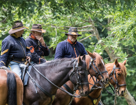 Civil War reenactors at the Dog Island Reenactment in Red Bluff. California.のeditorial素材