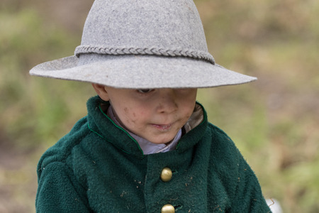 Young Civil War reenactor at Dog Island Reenactment in Red Bluff, California.のeditorial素材