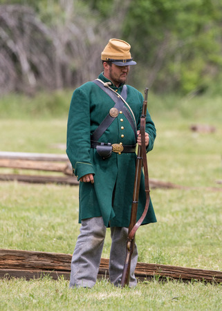 Civil War reenactors at the Dog Island Reenactment in Red Bluff. California.
