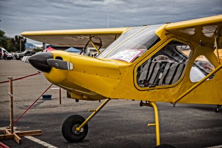 Yellow airplane  at the Redding, California Airshow.のeditorial素材