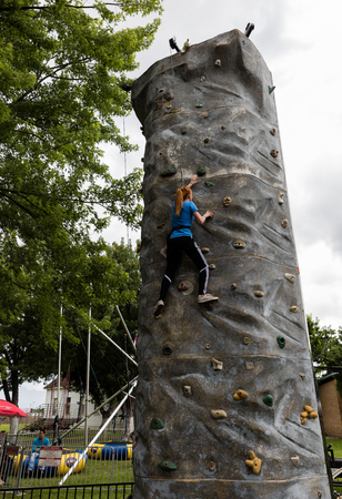 Rock climbing at the Shasta County Fair in Anderson, California.のeditorial素材