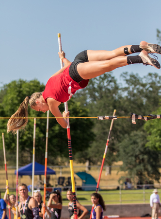 Track and field action at Northern California finals, Cottonwood, California.