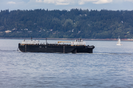 Freighter in Elliott Bay near Seattle, Washington.のeditorial素材