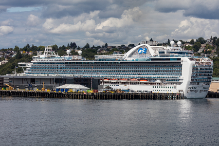 Cruise ship docked in Seattle, Washington.のeditorial素材
