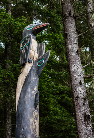 Tlingit carved totem in Sitka, Alaska.のeditorial素材