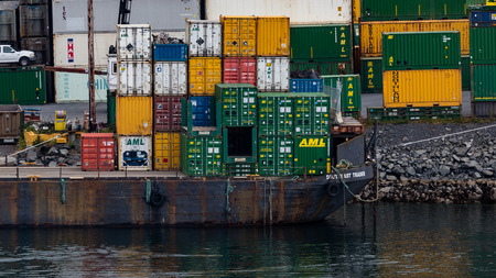 Cargo on the docks in Alaska.