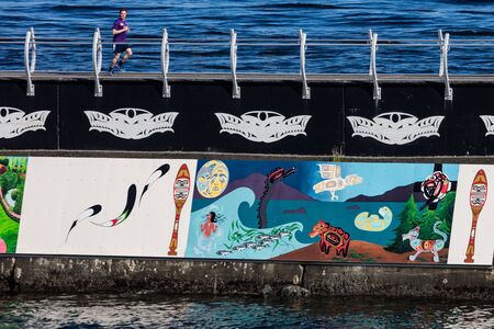 Ogden Point Breakwater Mural in Victoria, Canada.のeditorial素材