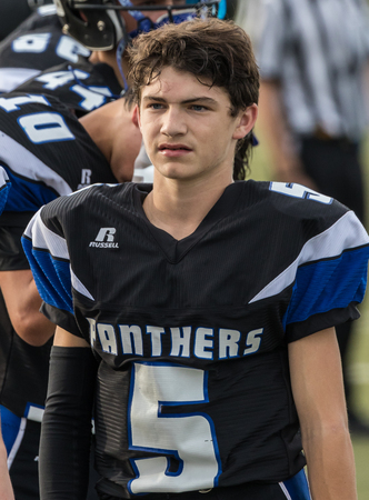 High School football action in Redding, California.のeditorial素材