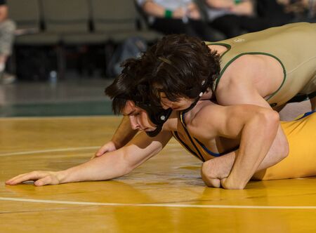 Wrestlers square off at the Northstate Masters Championships in Redding, California.のeditorial素材