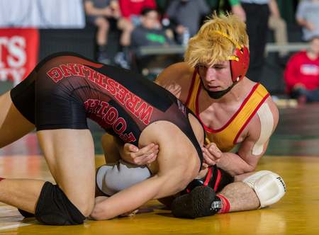Wrestlers square off at the Northstate Masters Championships in Redding, California.のeditorial素材