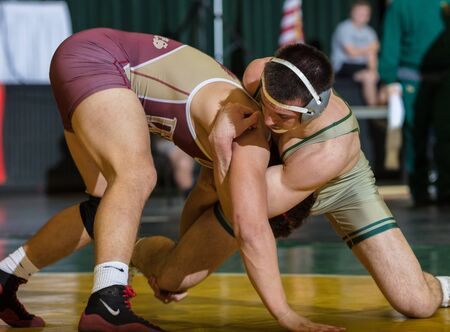 Wrestlers square off at the Northstate Masters Championships in Redding, California.のeditorial素材