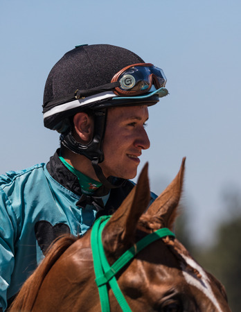 Horse racing action at the Cal Expo Track  in Sacramento, California. July 17, 2017.のeditorial素材